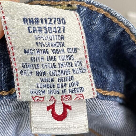 TRUE RELIGION Jeans Women 28 Johnny Slim Straight Low-Rise Distressed Logo USA - Picture 9 of 9